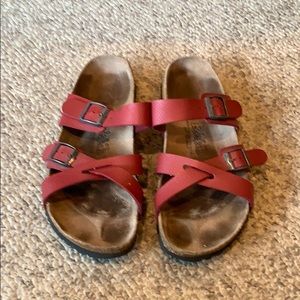 Birkenstock Burndt red strappy Birki’s sandals 10